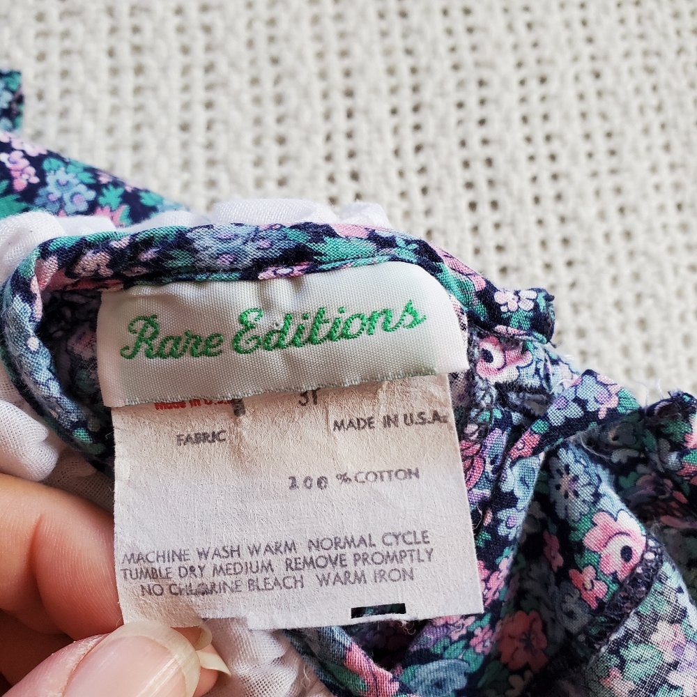 Vintage Baby Girls Dress Youth Size 3T Rare Editions Floral USA Union Made - Picture 4 of 7